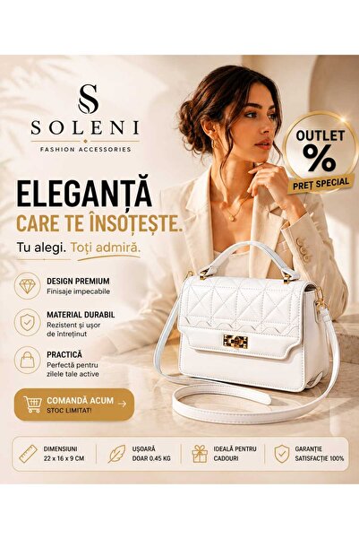 ANY SHOP MARKET SOLENI Geantă Damă Albă Elegantă, Crossbody și Umăr, Material...