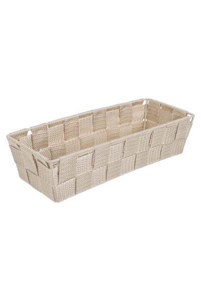 OEM Coș depozitare împletit tip ratan bej, organizator decorativ, 26x10x6cm