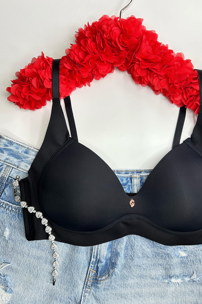 Morensa Laser Cut Wire-Free Semi-Supportive Non-Marking Women's Bra Black