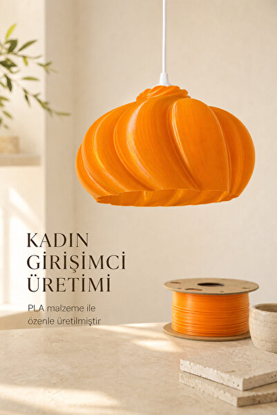 Jaspet Pumpkin Tekli Avize Yatak Odası, Mutfak, Oturma Odası Turuncu Şeffaf R...
