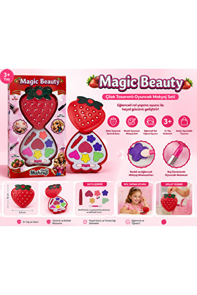 DoruCO Magic Beauty Çilek Tasarımlı Oyuncak Makyaj Seti – Çocuk Güzellik ve R...
