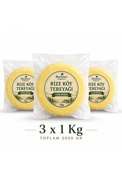 BlackSeaOrganics Rize Köy Tereyağı 3 x 1 Kg 3000 Gr | Doğal Yayık Tereyağı | ...