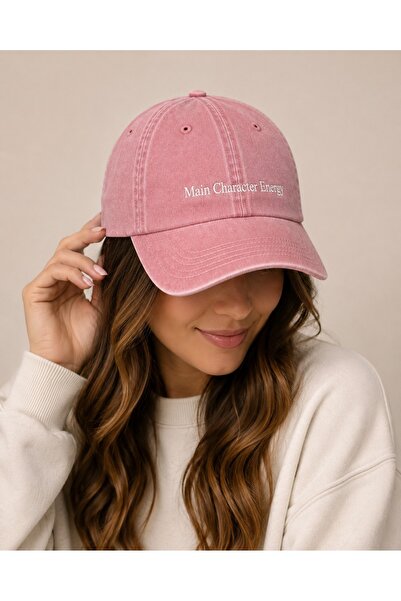 WeavedCo Main Character Energy Written Vintage Washed Hat (Not Printed, Embro...