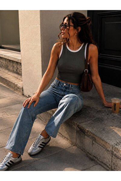 Cherry Butik Ribbed Lycra Crop Top Blouse
