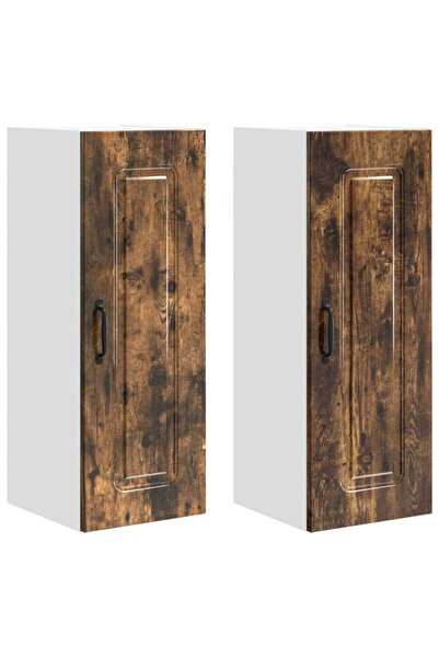 vidaxl Dulap de bucătărie Kalmar 2 pcs Stejar fumuriu 30 x 31 x 80 cm