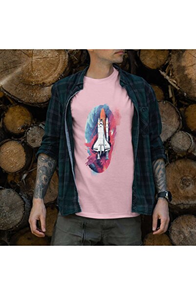 iLovePrints Space Shuttle with Abstract Background Tshirt