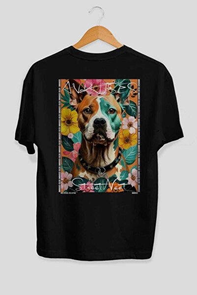 Ankhises For Dog Love 9 Crna velika majica sa psim printom na leđima 100% pam...