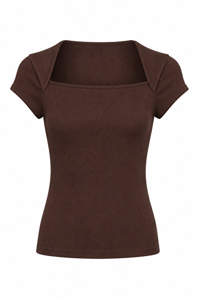 HAZELANNA Lycra Camisole Brown Basic Blouse