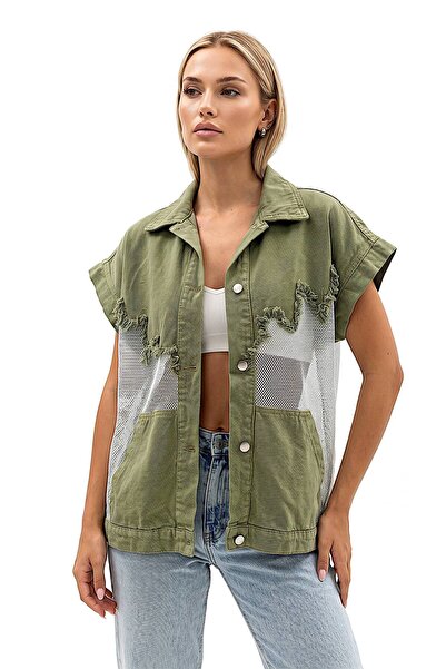 Sep Butik Mesh Denim Vest