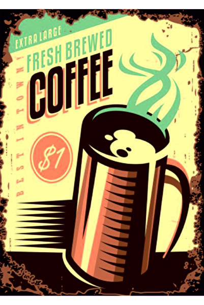 Lucena Decor de perete din lemn MDF cu design retro cafea, farfurie decorativ...