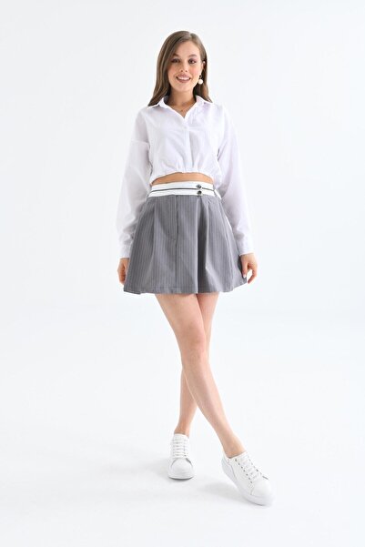 EC MODA Women's Elastic Waist Striped Skirt