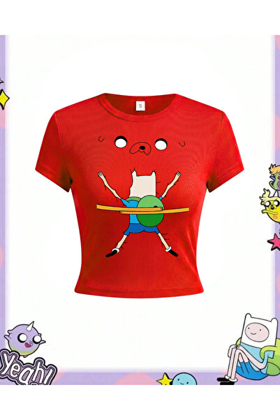 Toum Adventure Time Fin and Jack Y2K Short Sleeve Crop