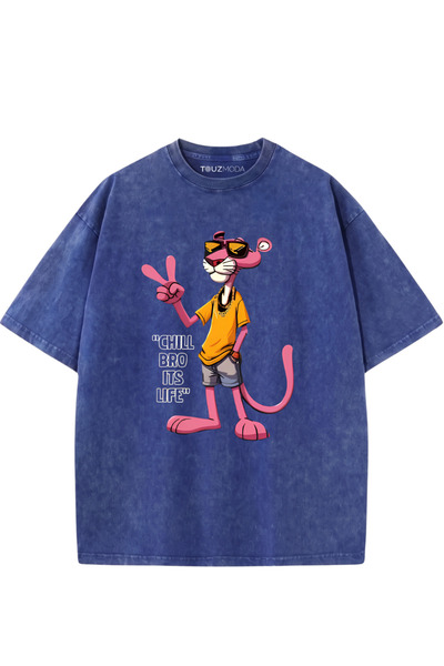 Touz Moda CHILL BRO ITS LIFE Τυπωμένο πλενόμενο vintage μπλουζάκι