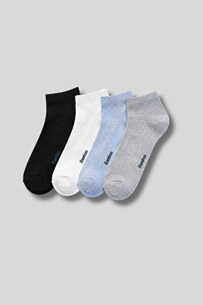 aw adawhite Women's 4-Pack Bamboo Booties Socks Multi-Colored