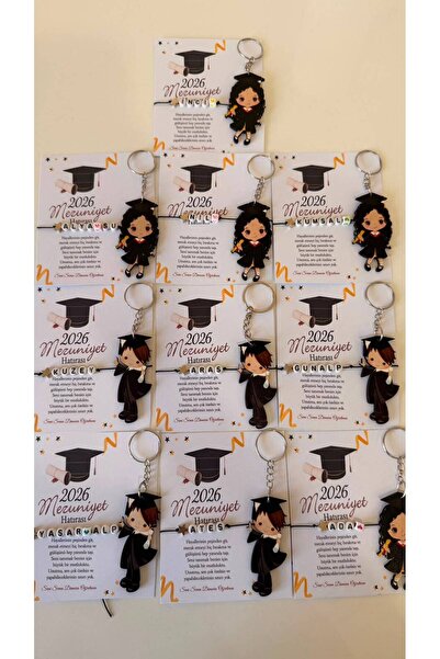 Miranın Hobileri 20 Adet Kişiye Özel Mezuniyet Anahtarlığı – 10 Kız 10 Erkek ...