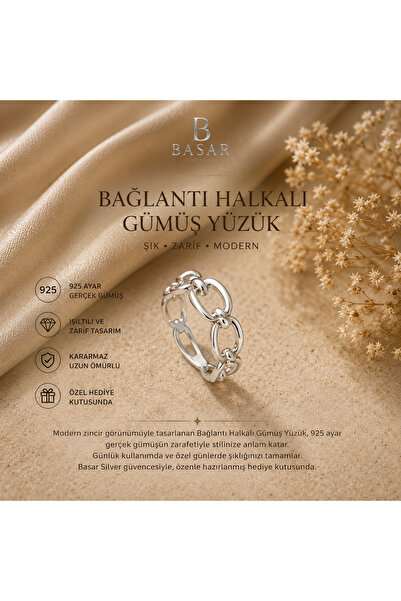 925 Ayar Gümüş Bağlantı Halkalı Kadın Yüzük – Modern Zincir Tasarım
