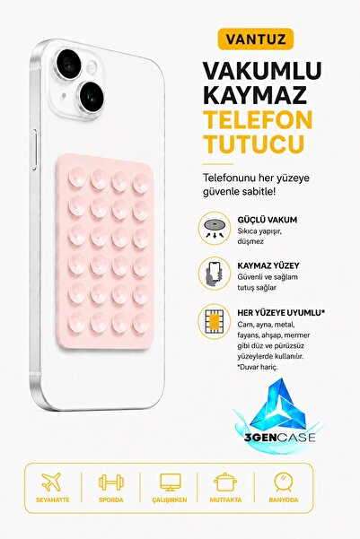 3GEN CASE Cep Telefonu Tutucu Vantuz Vakumlu Kaymaz Tüm Telefonlar ile Uyumlu...