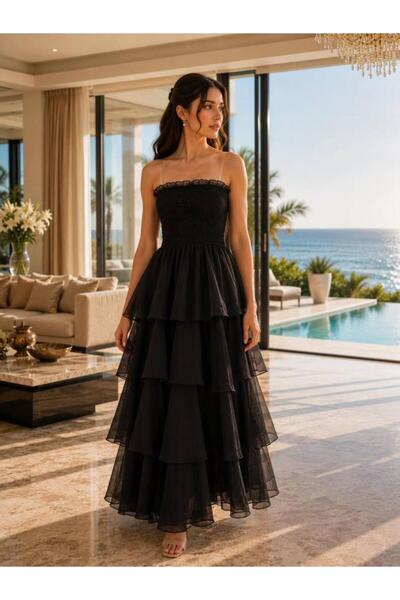 suddah Layered Chiffon Dress with Bust Detail
