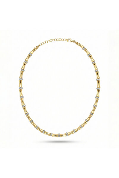 PerleJewelry قلادة بامبو لوب الذهبية