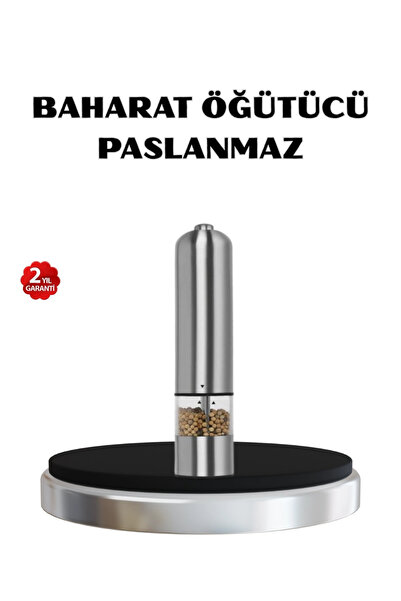 ARMÜZ Modern Otomatik Baharat Öğütücü Seti – Pilli, Paslanmaz Çelik, Led Aydınlatmalı