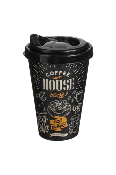 OEM Pahar din plastic negru cu capac, 400 ml, reutilizabil pentru cafea, apă ...