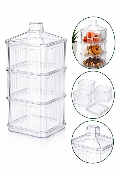 starpack HomeRoy – Set 3 Cutii Depozitare Alimente din Plastic Transparent