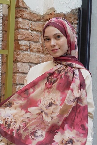 YILDIZ SCARFS Dream Pattern Cotton Chiffon Shawl - Burgundy
