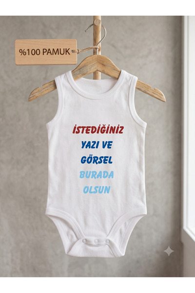 HAZDEN %100 Pamuk Kişiye Özel İsim Ve Görsel Baskılı Beyaz Bebek Zıbını Body - Fotoğraflı Yazılı Tasarımlı Bebek Body Hediyelik
