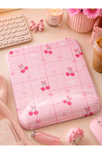 matizya Pembe Kiraz Desenli Bilek Destekli Mousepad 23x19 cm Ergonomik Kaymaz...