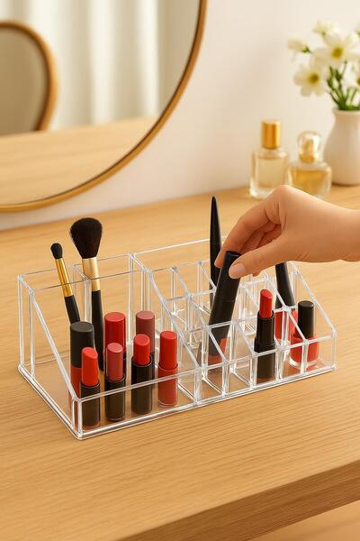 Bezos Transparent 16 Compartment Makeup Organizer 12×22×8 cm
