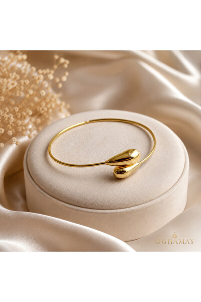 OGHAMAY Kadın Gold Çelik Damla Uçlu Bileklik Kararmaz Paslanmaz Minimal Şık K...