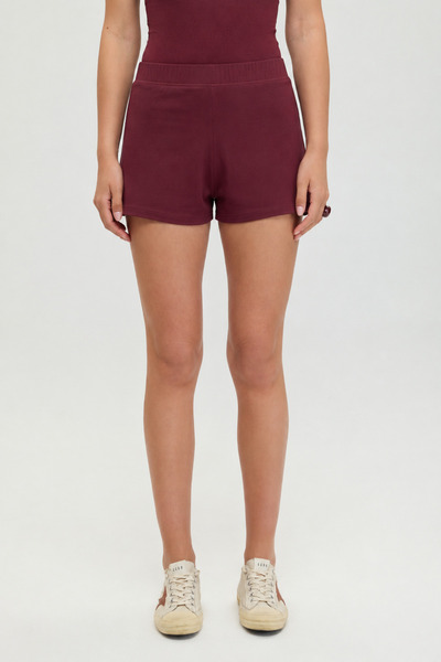 SHEISMONO Ultra Soft Elastic Shorts Burgundy