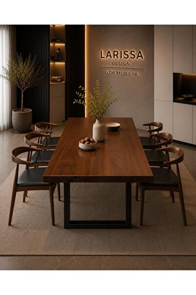 larissa design masa takımı kütük masa 6 sandalye