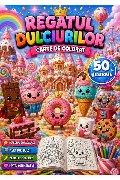 Disney REGATUL DULCIURILOR CARTE DE COLORAT 50 ILUSTRATE A4