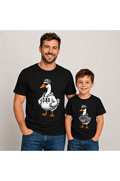 VODEXA Μπλουζάκι Dad Child Oversize με στάμπα κοτοπουλάκι (Πωλείται μεμονωμένα)