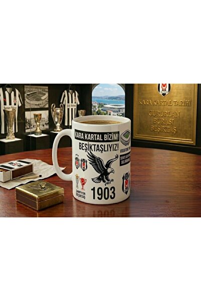 KADOREX DESIGN Beşiktaş Siyah Beyaz sevdalılarına özel Kupa - Hediyelik Yükse...