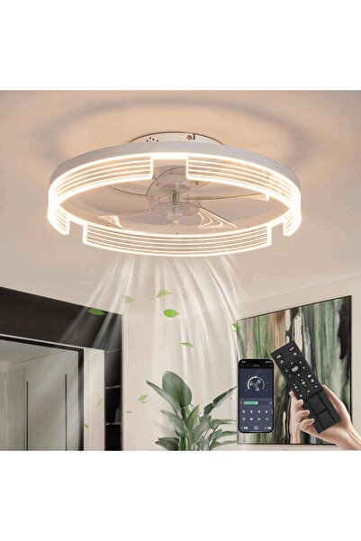 CANEOE Ventilator de tavan inteligent alb cu LED inclus si telecomanda, LED 3...