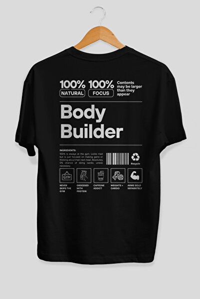 Ankhises Tricou negru cu imprimeu pe spate Body Builder 2, 100% bumbac, îmbră...