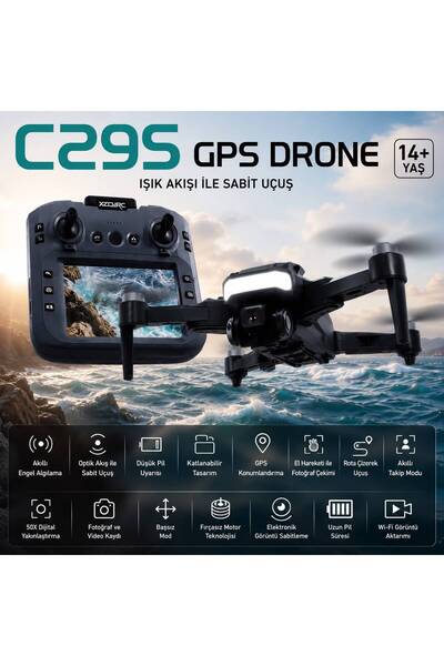 LA CHİCC C295 GPS Drone Katlanabilir Fırçasız Motorlu Akıllı Takip 50X Dijita...