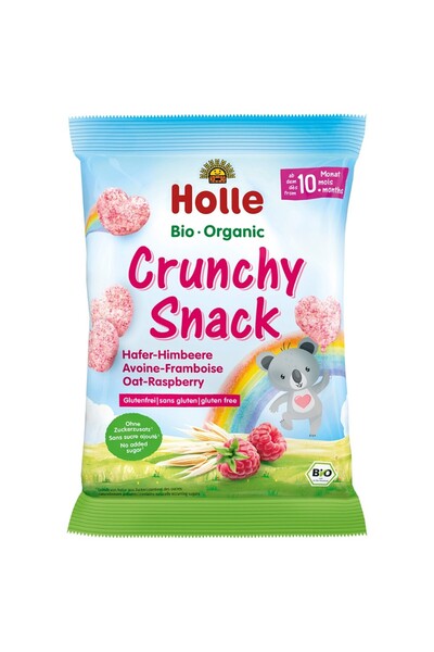 Holle Gustare crocanta cu ovaz si zmeura pentru copii 10 luni fara gluten,