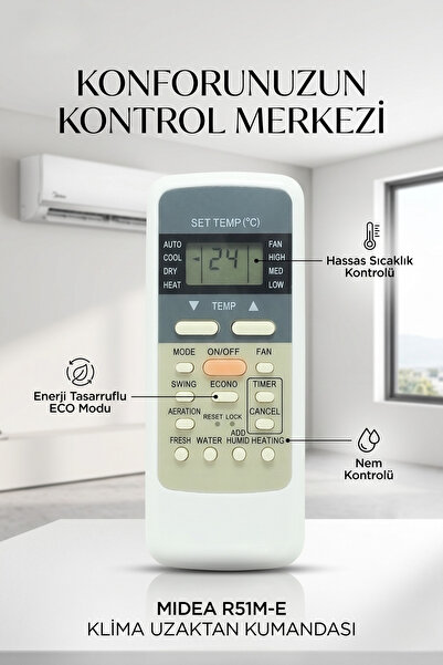 yonextt Midea R51M/E Klima Kumandası