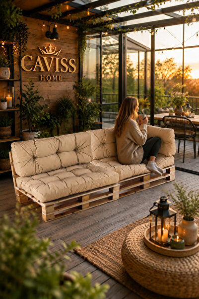 cavisshome Caviss Home Dış/iç Mekan 5 Li Palet Minderi Bahçe Minderi Seti Tak...