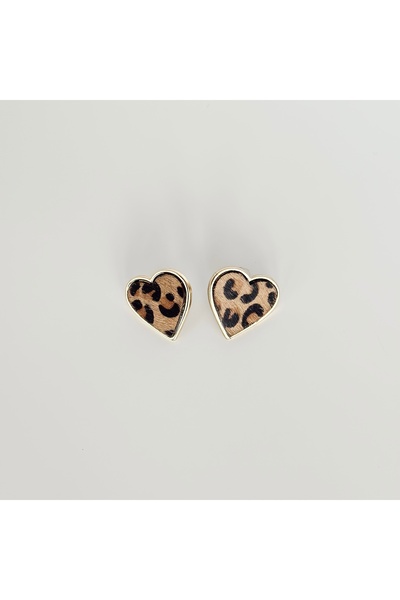 Vesce Atelier Heart Leopard Earrings