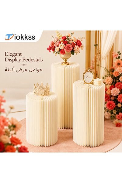 Tiokkss Elegant 3-Piece Foldable Pedestal Set for Home Decor, Wedding, Party,...