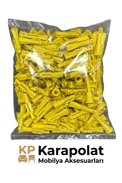 KARAPOLAT 8 mm Plastik Roket Dübel 100 Adet Sarı Duvar Dübeli