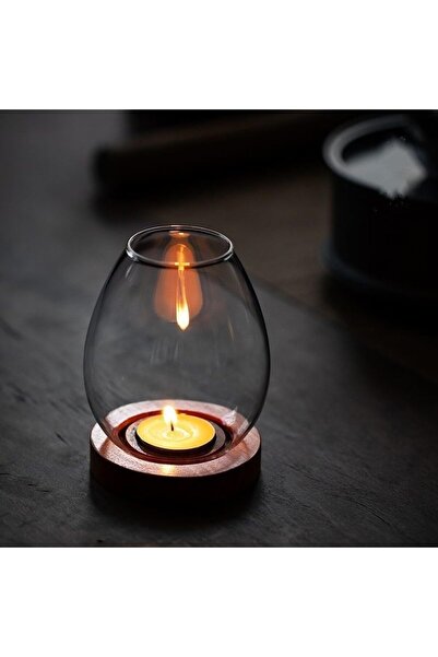 Arabest Clear Tealight Candle Holder, Glass Tealight Candle Holders with Wood...