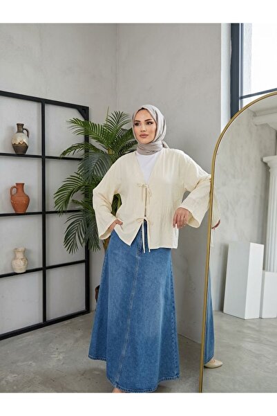 Foremia Front-Tie Tunic-Stone