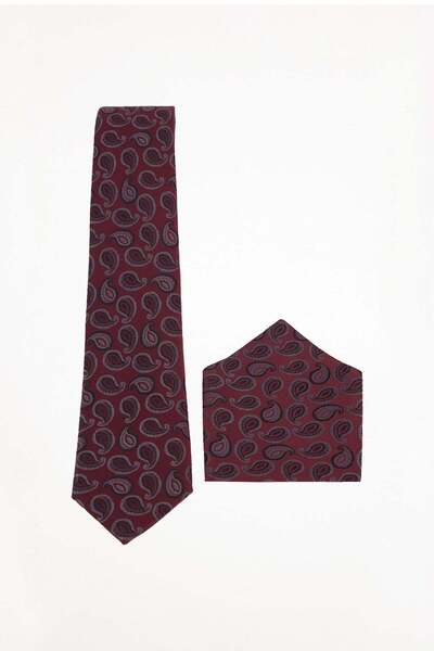 Tudors Men's burgundy paisley pattern classic tie and pocket square set