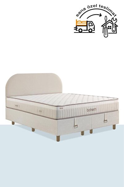 Niron Bohem Pocket Düz 160x200 cm Çift Kişilik Yatak Baza Başlık Seti - Pocke...