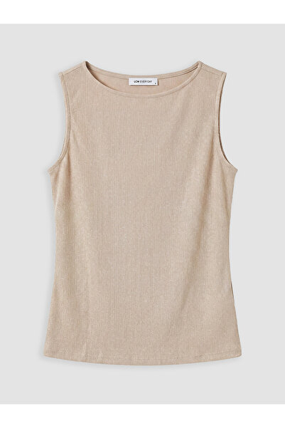 LC Waikiki Lcw Everyday Beige Crew Neck Glittery Women's Tank Top